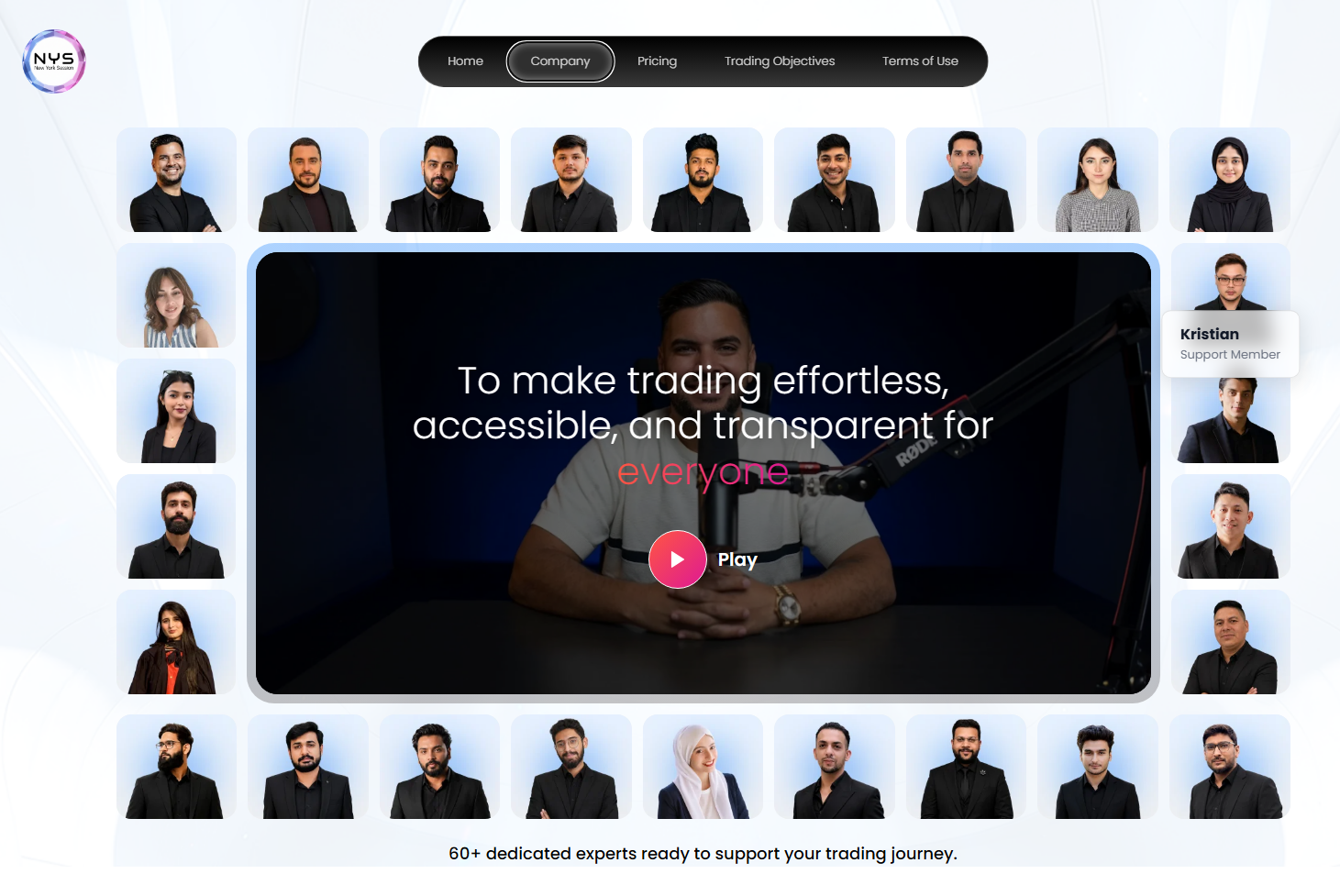 NYS company team page with support member directory