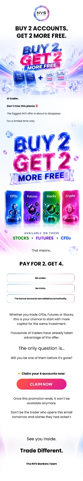 Promotional email campaign with offer creative and CTA