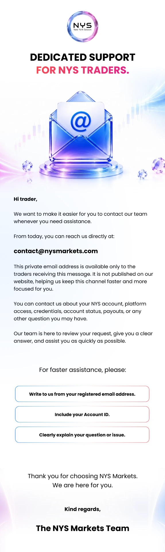 Transactional support email with structured instructions